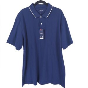 NWT IZOD MEDIEVAL BLUE SS SLD TIPD PIQ POLO Shirt INDIA🇮🇳MADE Cotton Size LARGE